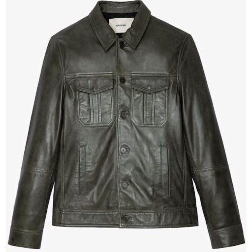 Zadig & Voltaire Men's Lasso Leather Jacket In Moss Soft Leather Large MSRP $798